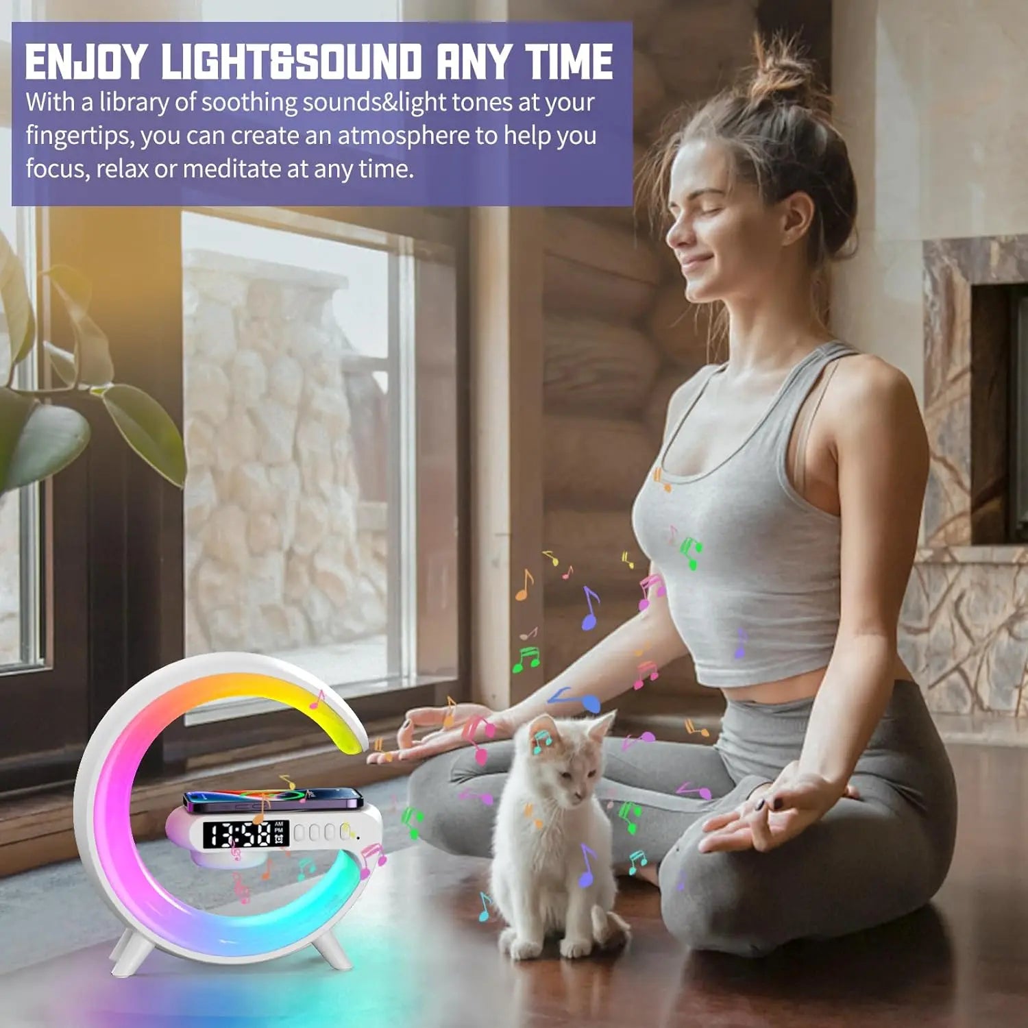 Multifunction 4 in 1 Wireless Charger Pad Stand Speaker RGB Night Light Fast Charging Station for Iphone Samsung Xiaomi Huawei